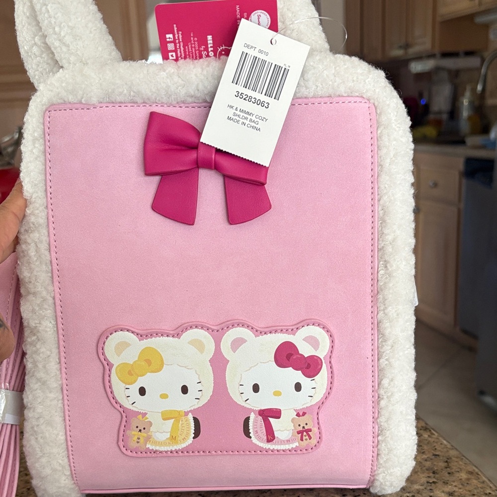 Hello Kitty Pink and White Furry Kids Bag